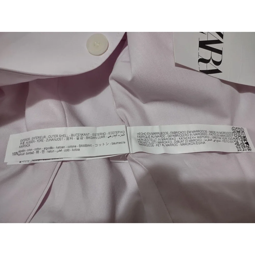 Zara Men's Blazer Suit Jacket 40 US 50 EUR Pale Pink Poplin Sportscoat Button Up